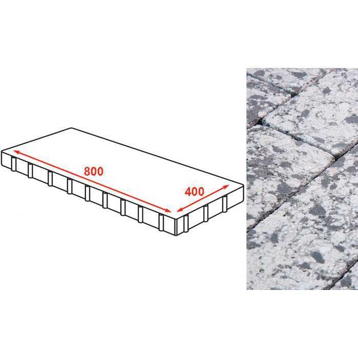 Плита тротуарная Готика Granite FINERRO, Диорит 800x400x80 мм