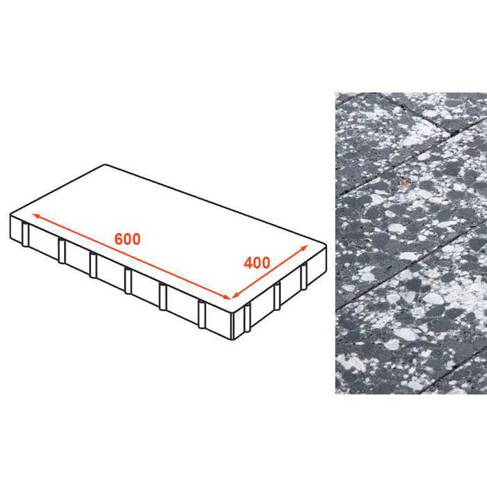 Плита тротуарная Готика Granite FINO, Диорит 600x400x80 мм